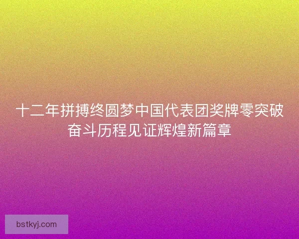 十二年拼搏终圆梦中国代表团奖牌零突破奋斗历程见证辉煌新篇章