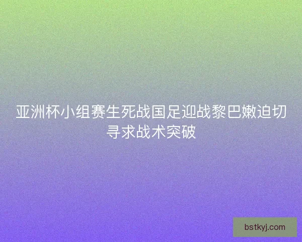 亚洲杯小组赛生死战国足迎战黎巴嫩迫切寻求战术突破