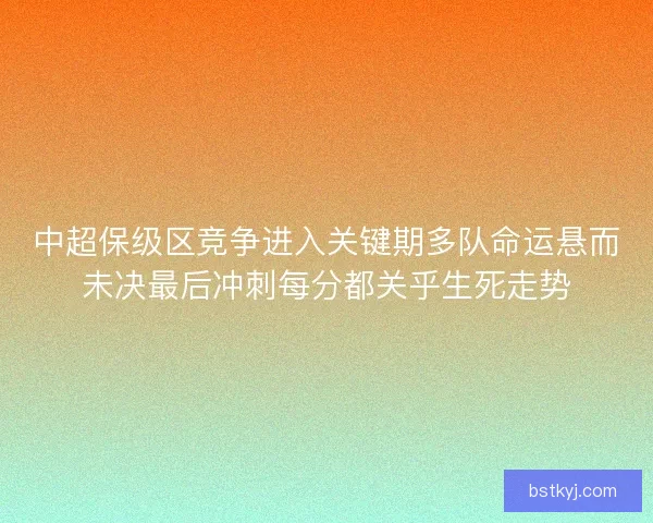 中超保级区竞争进入关键期多队命运悬而未决最后冲刺每分都关乎生死走势